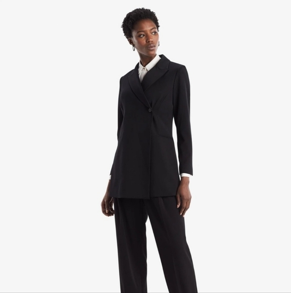MM LaFleur Black Twill Blazer Business Office Tamar Longline Jacket Size 16 - Picture 1 of 13
